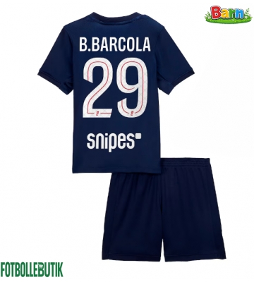 Paris Saint-Germain Bradley Barcola #29 Hemmaställ Barn 2025-26 Kortärmad (+ Korta byxor)